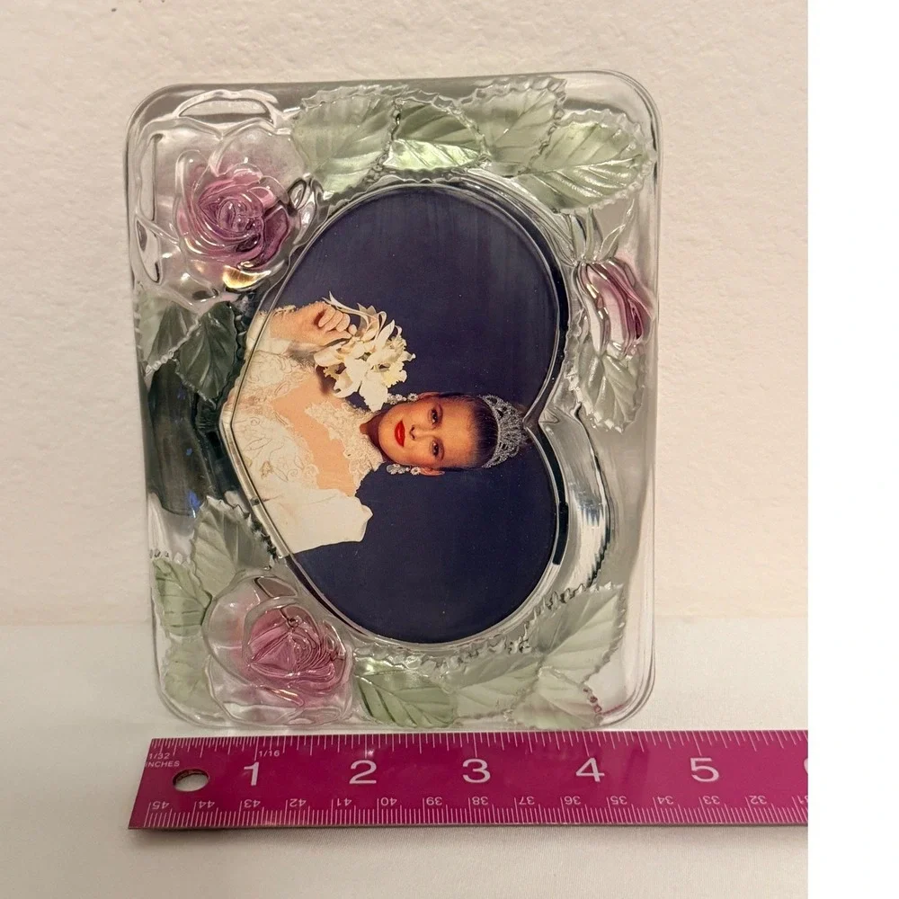 Studio Nova Picture Frame Sz 4x6 Heart Rose Floral Glass Vintage Romantic Decor